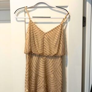 Adrianna Papell | Sequin Tan Dress - Size 4